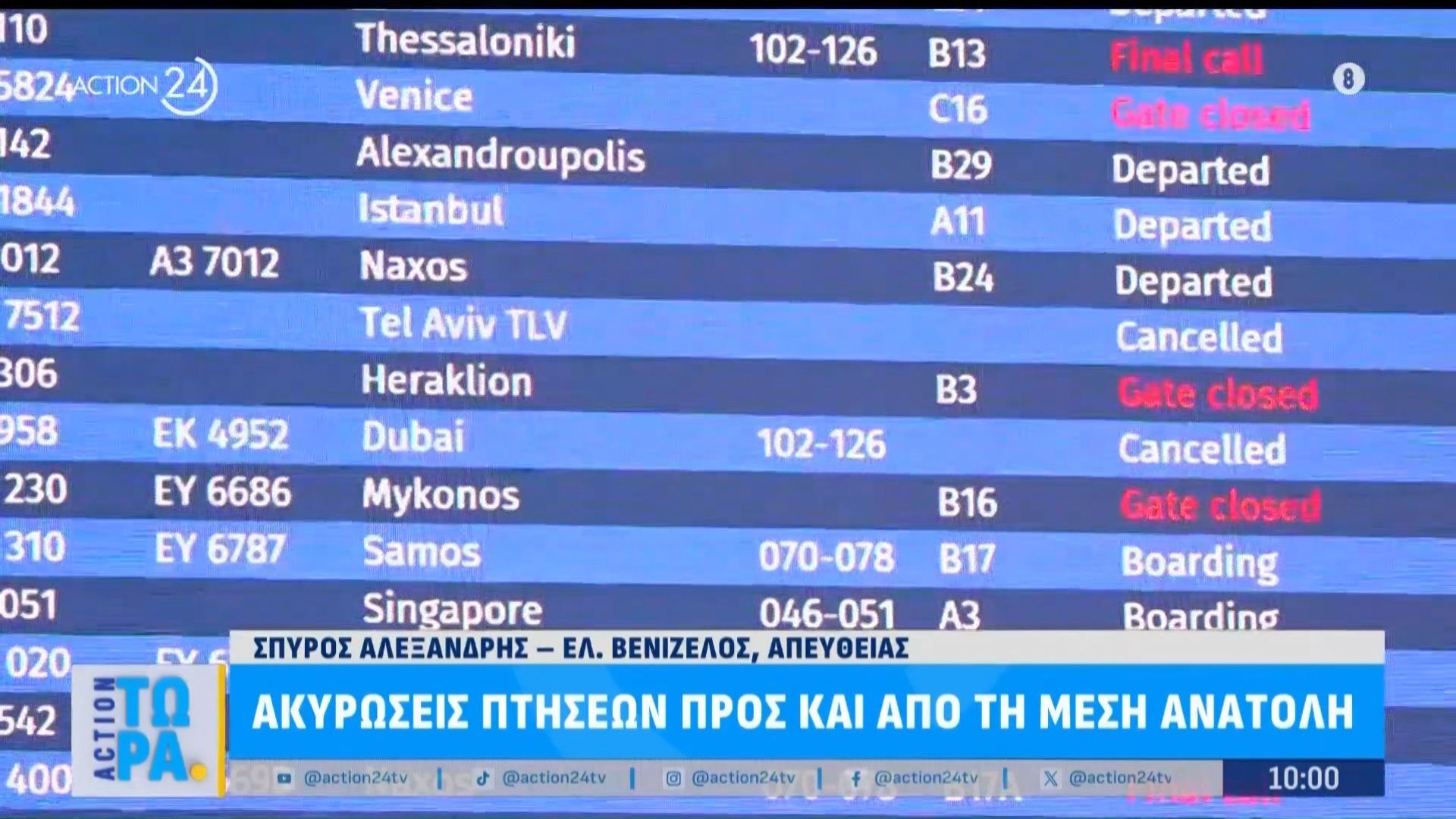 Ακυρώσεις πτήσεων προς και από τη Μέση Ανατολή