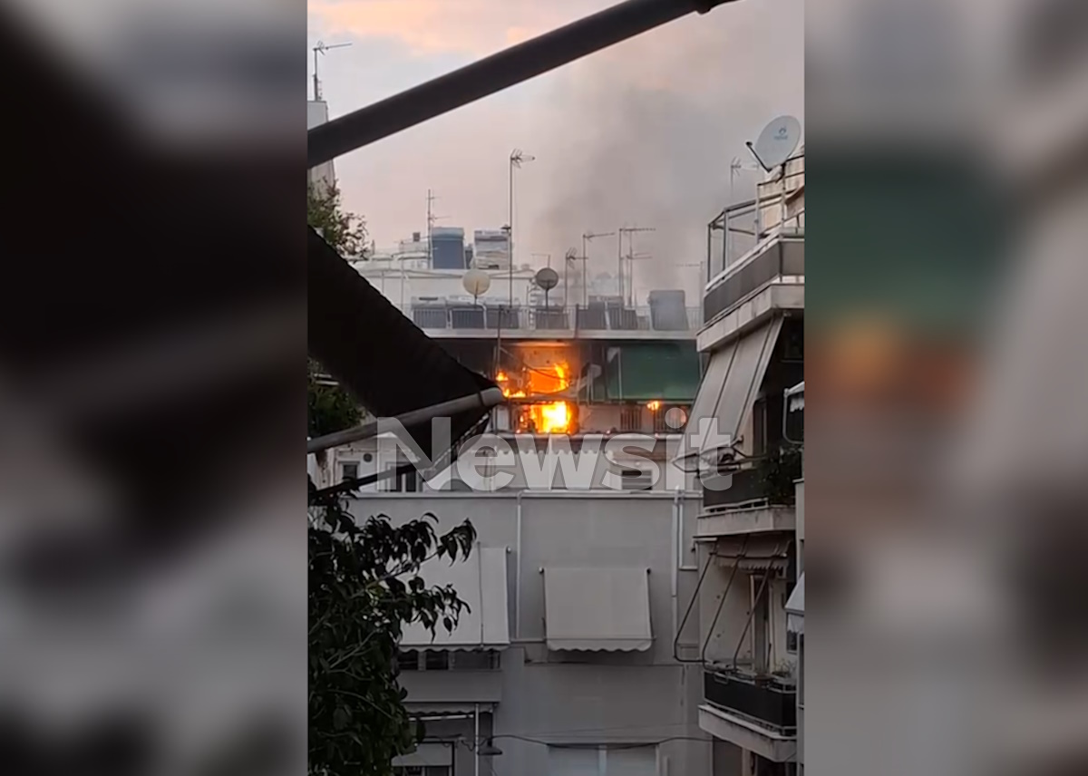Φωτιά σε διαμέρισμα στου Γκύζη: Φιάλη υγραερίου εκτοξεύτηκε 50 μέτρα – «Μας άνοιξε τρύπα στον εξωτερικό τοίχο»