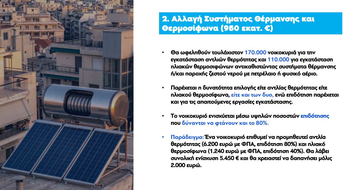 Μετατροπή Συστήματος Θέρμανσης και Θερμοσίφωνα: Νεότερες εξελίξεις για το πρόγραμμα