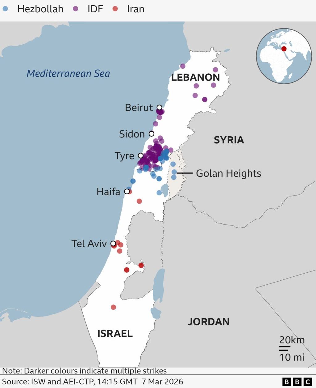 Οκτώ ημέρες σύγκρουσης στη Μέση Ανατολή – Χάρτες με τις επιθέσεις των ΗΠΑ, Ισραήλ και Ιράν