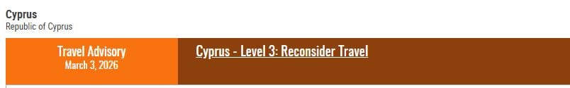 To Στέιτ Ντιπάρτμεντ ανέβασε το επίπεδο προειδοποίησης για την Κύπρο – «Επαναξιολογείστε το ταξίδι σας εκεί»