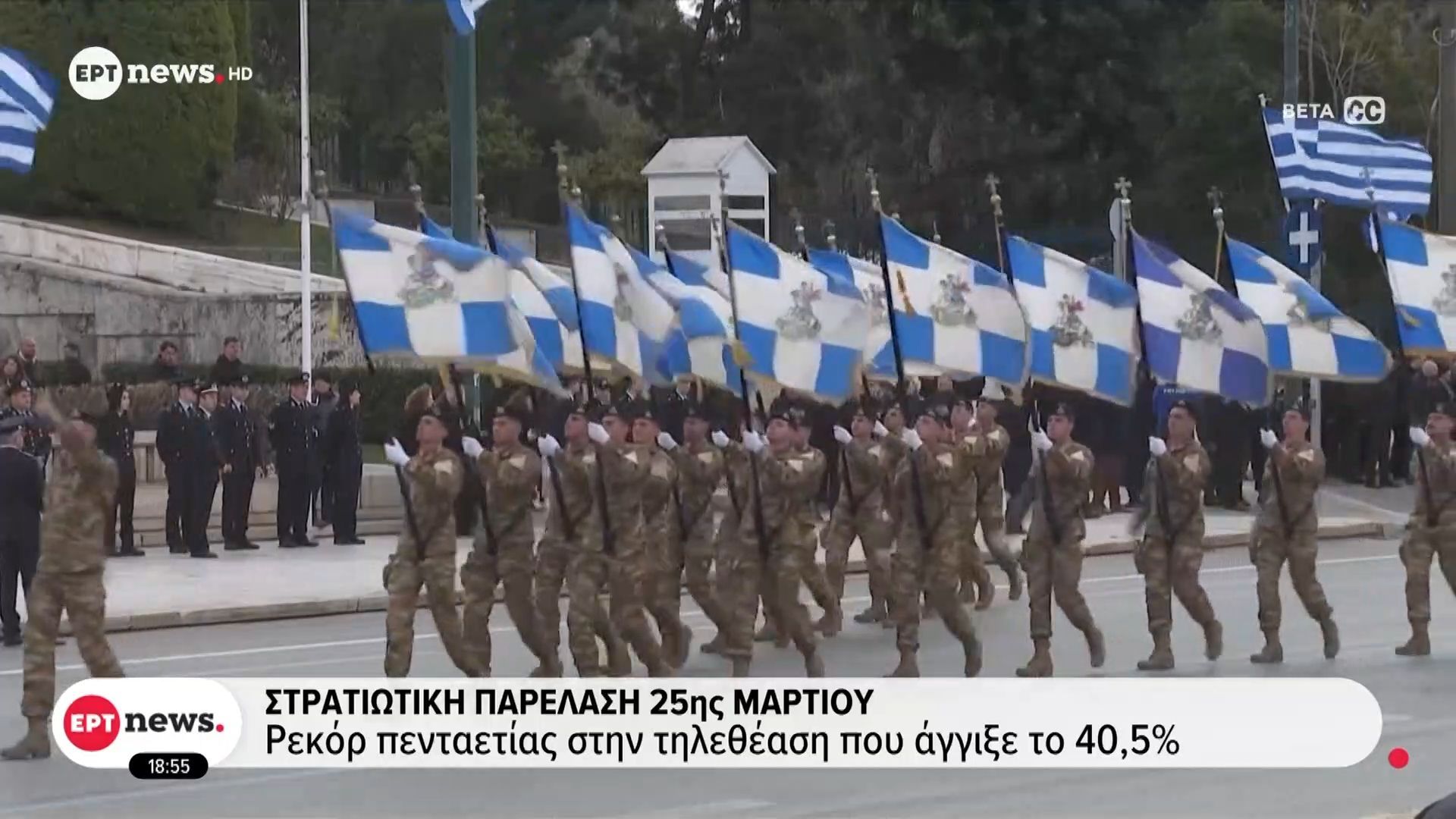 Στρατιωτική παρέλαση 25ης Μαρτίου: Ρεκόρ πενταετίας στην τηλεθέαση που άγγιξε το 40,5%