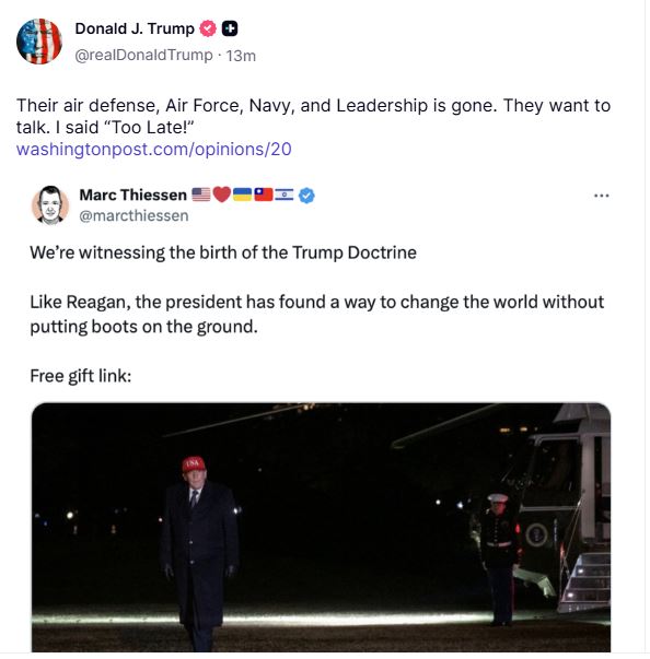 Τραμπ προς Ιράν: Θέλουν διάλογο – Είναι πλέον αργά 2 Τραμπ προς Ιράν: Θέλουν διάλογο – Είναι πλέον αργά