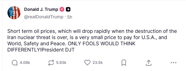 Ιστορική άνοδος στο πετρέλαιο: Ξεπέρασε τα 118 δολάρια το βαρέλι – «Ασήμαντο το κόστος» δηλώνει ο Τραμπ 2 Ιστορική άνοδος στο πετρέλαιο: Ξεπέρασε τα 118 δολάρια το βαρέλι – «Ασήμαντο το κόστος» δηλώνει ο Τραμπ