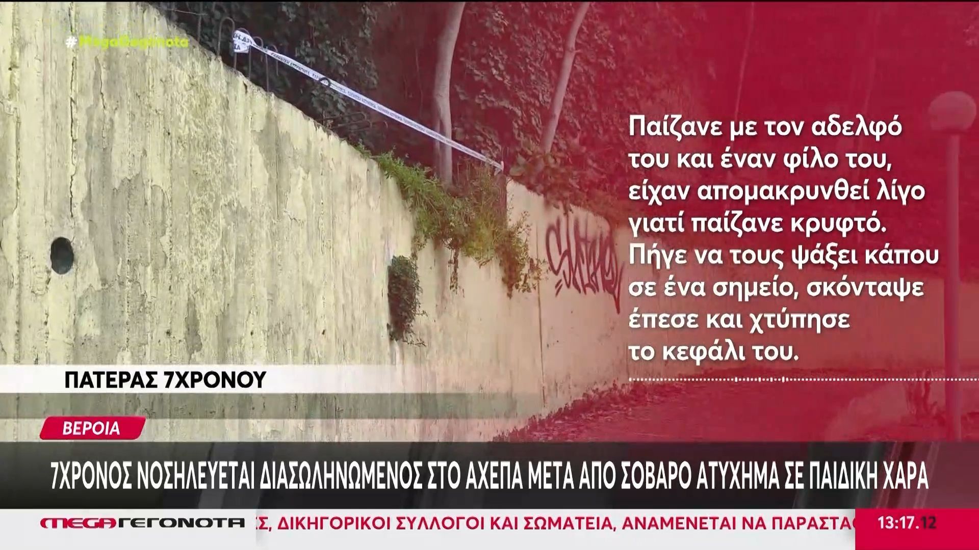 Βέροια: Μάχη για τη ζωή του δίνει 7χρονο αγοράκι που τραυματίστηκε σοβαρά σε παιδική χαρά