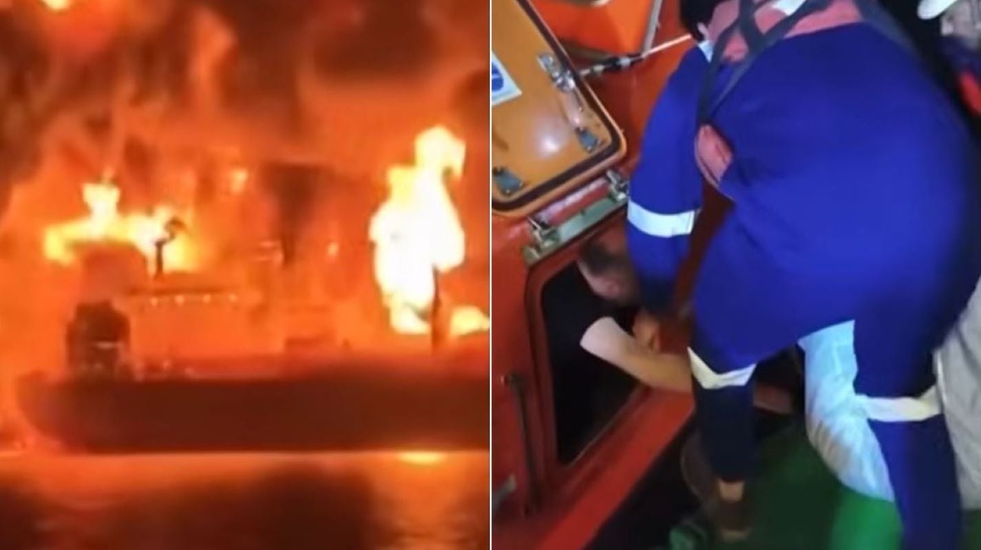 Βίντεο: Η στιγμή που το ελληνικό τάνκερ «Zefyros» παραδίδεται στις φλόγες – Καρέ καρέ η συγκλονιστική διάσωση του πληρώματος