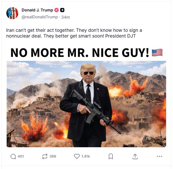 Ντόναλντ Τραμπ: Φρέσκια δήλωση για το Ιράν – «Τέλος η καλή συμπεριφορά»