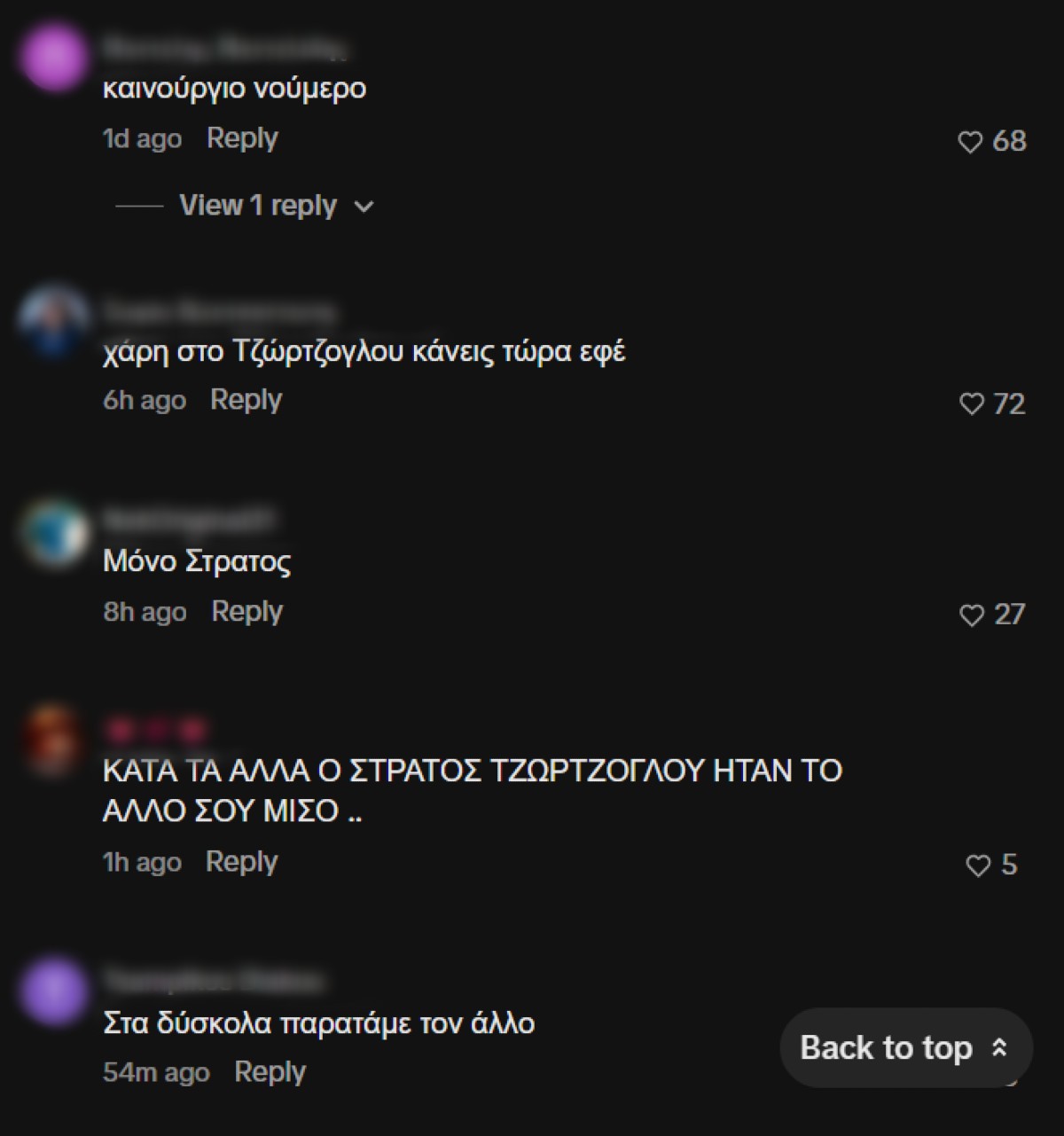 Σχόλια στο προφίλ της Σοφίας Μαριόλα
