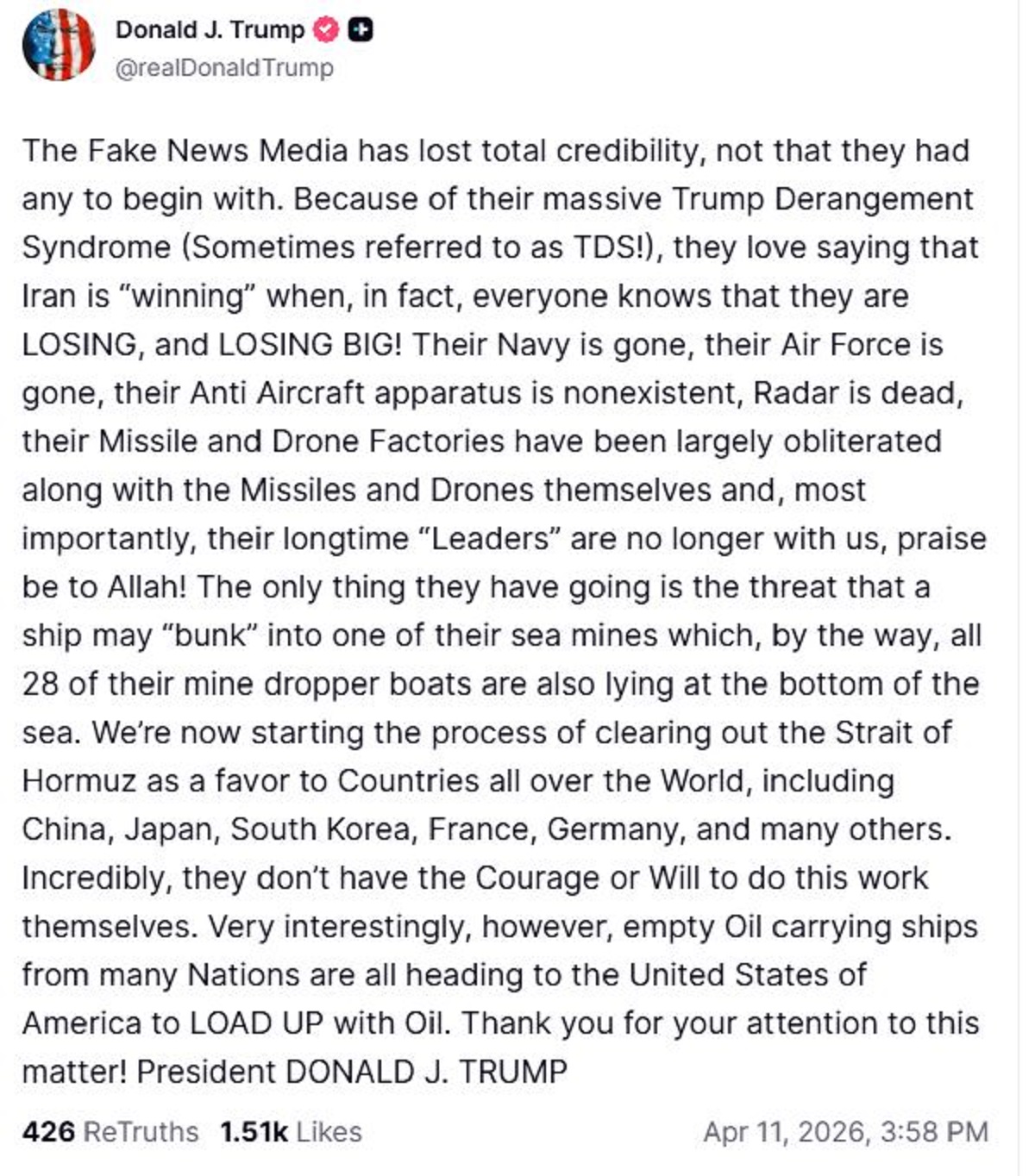 Τραμπ: «Ξεκινάμε την εκκαθάριση των Στενών του Ορμούζ – Το Ιράν υφίσταται συντριβή» – Η επίθεση στα μέσα ενημέρωσης 2 truth social