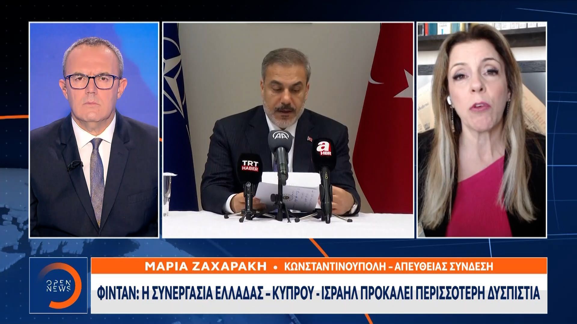 Φιντάν: Η συνεργασία Ελλάδας-Κύπρου-Ισραήλ προκαλεί περισσότερη δυσπιστία