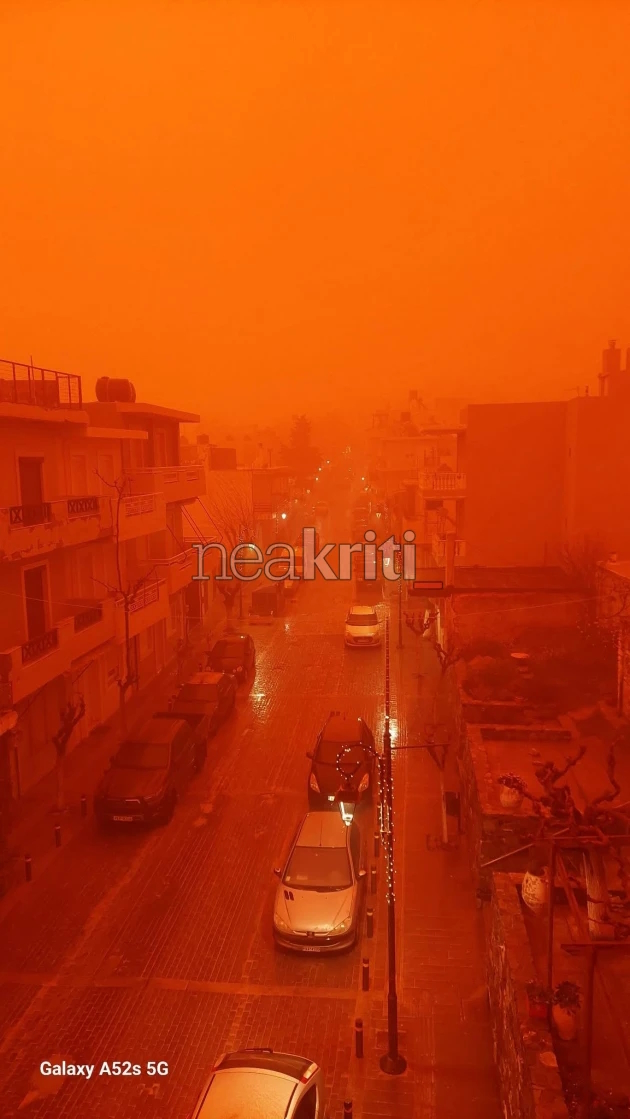 Η Κρήτη έγινε «κόκκινη» από την αφρικανική σκόνη