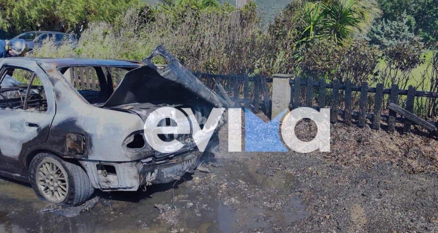 Εύβοια: Όχημα καταστράφηκε ολοσχερώς, τυλίχθηκε στις φλόγες εν κινήσει