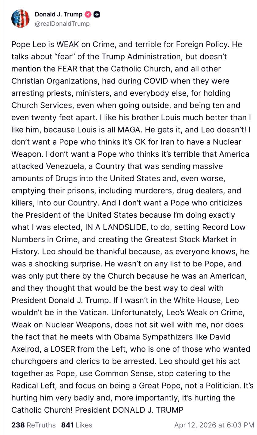 Ιράν: «Στέλνει» τον Τραμπ στην «κόλαση» με βίντεο-αντίδραση στη διαμάχη με τον πάπα Λέοντα