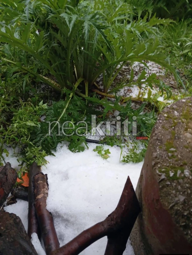 Κακοκαιρία Erminio: Ισχυρή χαλαζόπτωση και έντονες καταιγίδες στο Ηράκλειο