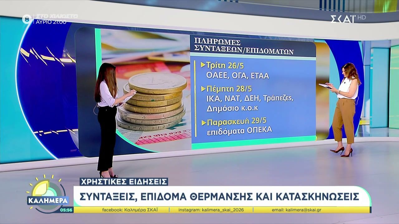 Χρηστικές ειδήσεις: Συντάξεις, επίδομα θέρμανσης και κατασκηνώσεις
