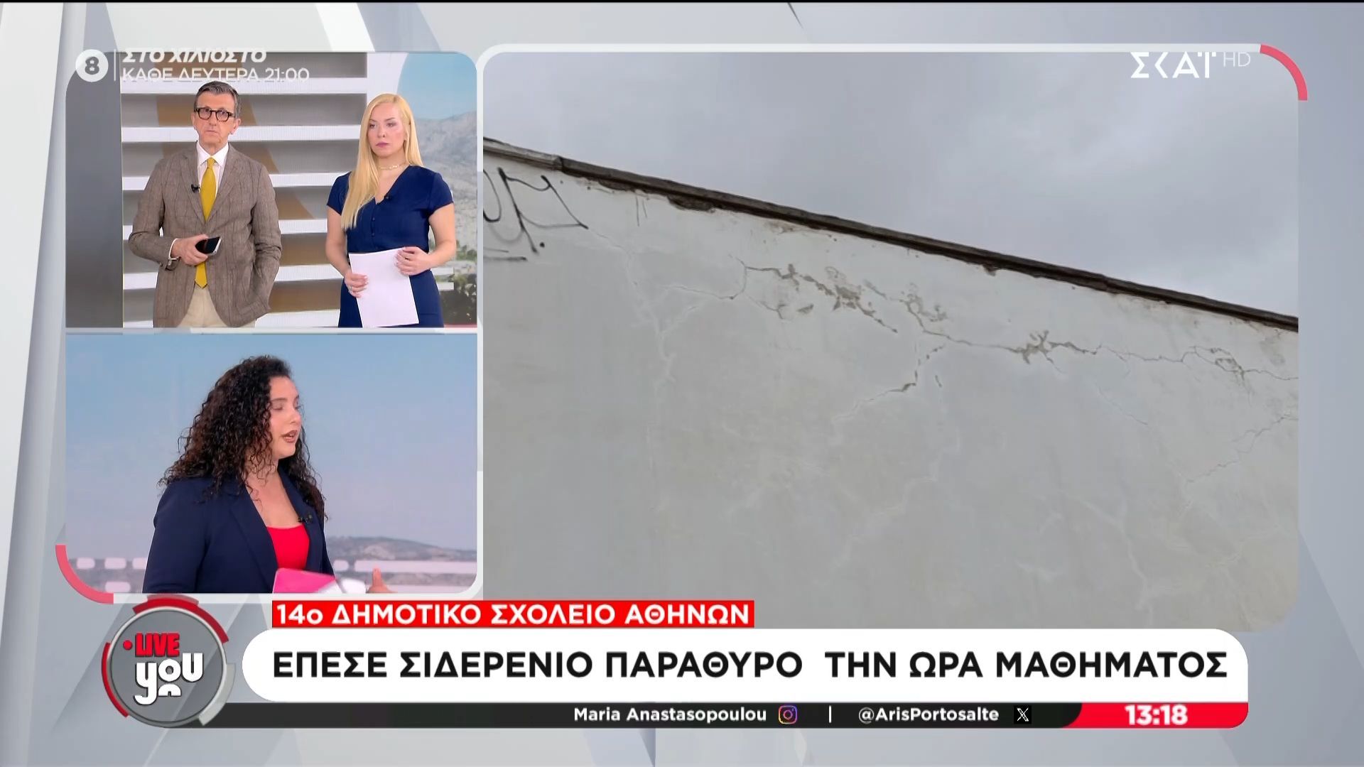 14ο Δημοτικό Σχολείο Αθηνών | ‘Επεσε σιδερένιο παράθυρο την ώρα του μαθήματος