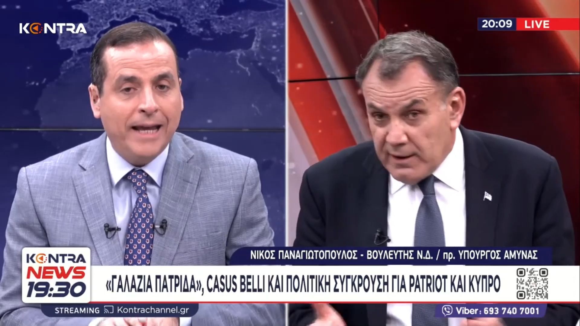 Ο βουλευτής ΝΔ και πρώην ΥΕΘΑ Νίκος Παναγιωτόπουλος στο Kontra News 19:30
