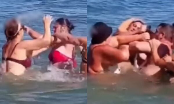 Παραλία έγινε ρινγκ: Μαλλιοτράβηγμα, μπουνιές στη θάλασσα και ένα παιδί κλαίει έντρομο (Βίντεο)