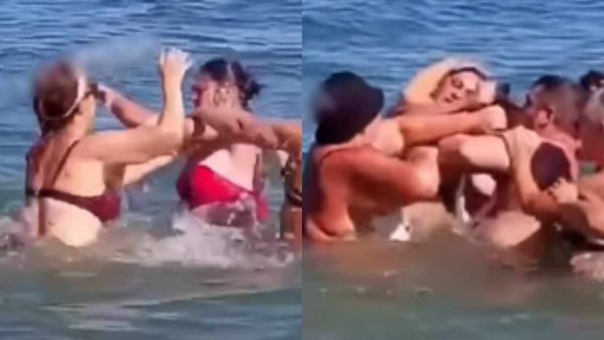 Παραλία έγινε ρινγκ: Μαλλιοτράβηγμα, μπουνιές στη θάλασσα και ένα παιδί κλαίει έντρομο (Βίντεο)