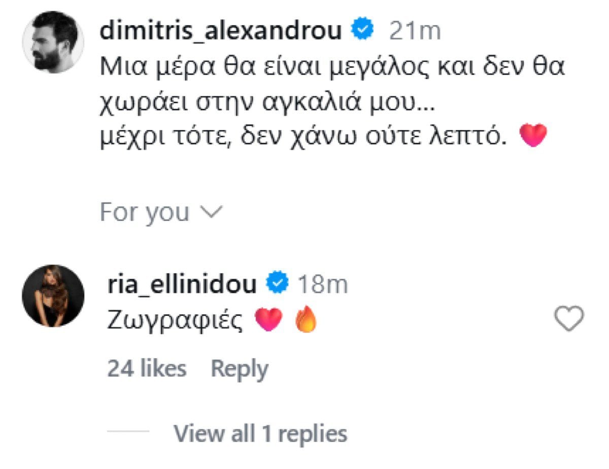 Το σχόλιο της Ρίας Ελληνίδου στον Δημήτρη Αλεξάνδρου