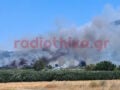 Φωτιά στην Πέτρα Βοιωτίας – Πνέουν άνεμοι 7 μποφόρ στην περιοχή