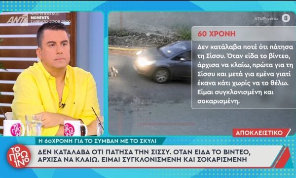 60χρονη για το συμβάν με το σκυλί: “Δεν κατάλαβα ότι πάτησα την Σίσσυ” – Το Πρωινό – 23/06/2026