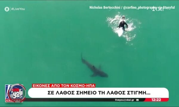 Ανατριχιαστική εικόνα από τις ΗΠΑ: Σέρφερ βρέθηκε δίπλα σε καρχαρία