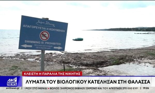 Απαγόρευση κολύμβησης σε παραλία του δήμου Σιθωνίας μετά από βλάβη στον βιολογικό καθαρισμό