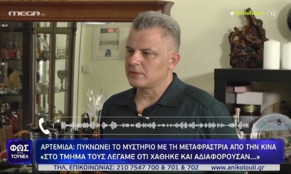 Αρτέμιδα: «Στο τμήμα της περιοχής μάς είπαν να ψάξουμε μόνοι μας…» – Ο κουνιάδος της Γιου Τινγκ στο Τούνελ