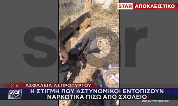 Ασπρόπυργος: Η στιγμή που αστυνομικοί εντοπίζουν ναρκωτικά πίσω από το σχολείο