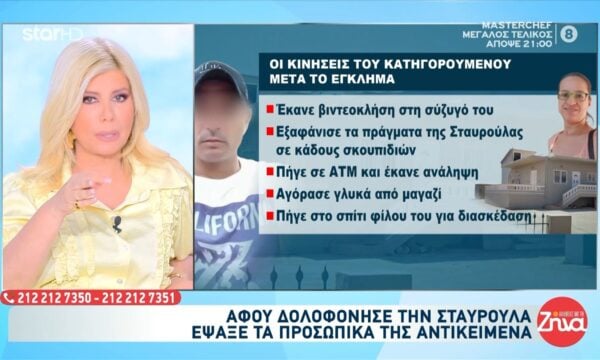 Δολοφονία Σταυρούλας: Άφησε τη σορό και πήγε επίσκεψη με γλυκά σε φίλο του