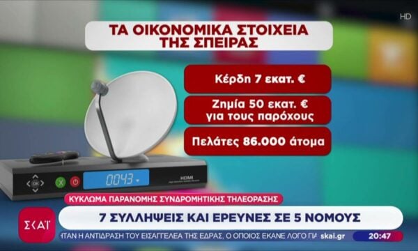 Εξαρθρώθηκε μεγάλο κύκλωμα που παρείχε παράνομα υπηρεσίες συνδρομητικής τηλεόρασης