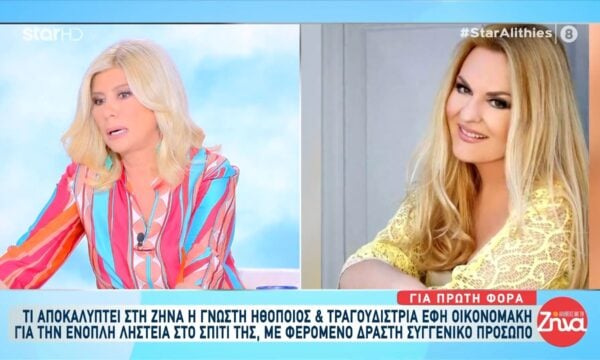 ‘Ενοπλη ληστεία στο σπίτι της ηθοποιού Ε. Οικονομάκη – Συγγενικό πρόσωπο ο φερόμενος δράστης