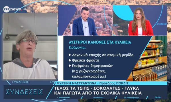 Έρχονται αλλαγές στα σχολικά κυλικεία – Τι ζητούν οι ιδιοκτήτες: Η πρόεδρος ΠΟΚΔΙΣ Μυρσίνη Μαστραντωνά στο ΕΡΤnews