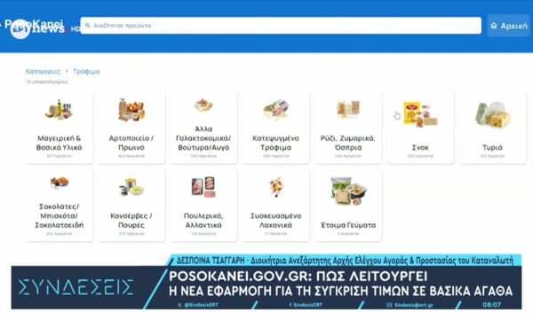 Η διοικήτρια Ανεξ. Αρχής Ελέγχου Αγοράς και Προστασίας του Καταναλωτή Δέσποινα Τσαγγάρη στο ΕΡΤnews για τη νέα εφαρμογή «PosoKanei.gov.gr»