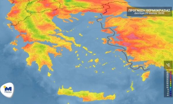 Η πρόγνωση του καιρού για την Δευτέρα 29 Ιουνίου