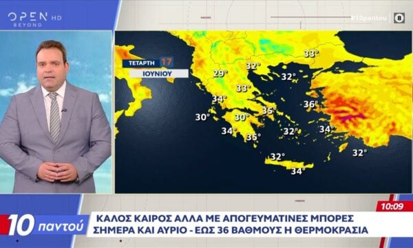 Καλός καιρός αλλα με απογευματινές μπόρες σήμερα και αύριο – Έως 36 βαθμούς η θερμοκρασία