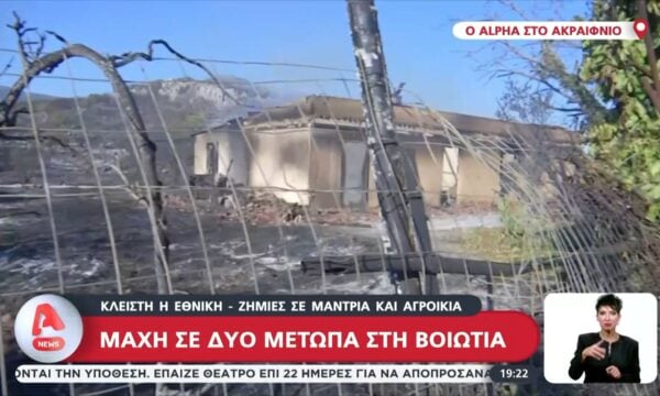 Μάχη με τις φλόγες σε δύο μέτωπα στη Βοιωτία
