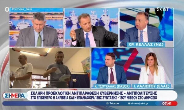 Ο Χρ. Κέλλας, ο Κ. Τσουκαλάς και η Ι. Λαλιώτου στο “Σήμερα”