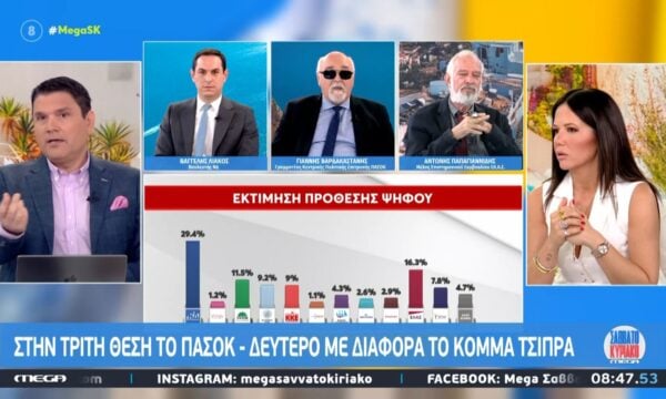 Ο Β. Λιάκος, ο Γ. Βαρδακαστάνης και ο Α. Παπαγιαννίδης στο «MEGA ΣΑΒΒΑΤΟΚΥΡΙΑΚΟ»