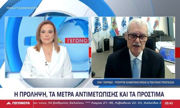 Ο Υπουργός Κλιματικής Κρίσης και Πολιτικής Προστασίας, Ευάγγελος Τουρνάς στο STAR
