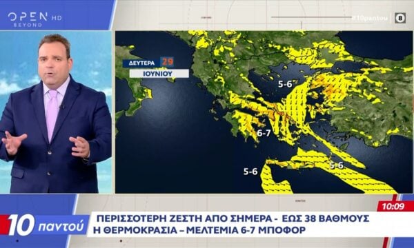 Περισσότερη ζέστη απο σήμερα – Έως 38 βαθμούς η θερμοκρασία