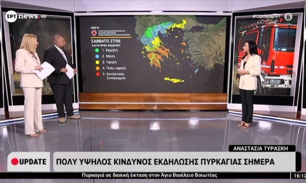 Πολύ υψηλός κίνδυνος πυρκαγιάς σήμερα
