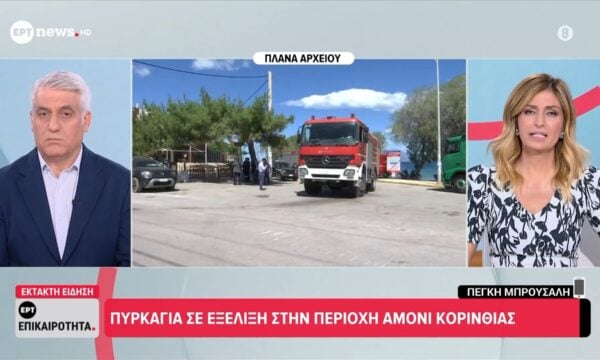 Πυρκαγιά σε εξέλιξη στην περιοχή Αμόνι Κορινθίας