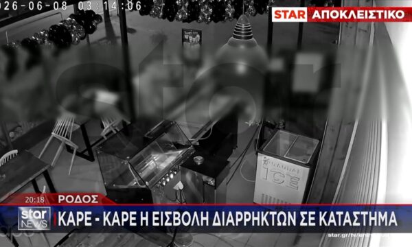 Ρόδος: Καρέ-καρέ η εισβολή διαρρηκτών σε κατάστημα
