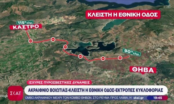 Σε ύφεση η φωτιά στο Ακραίφνιο Βοιωτίας, που έκλεισε την Εθνική Οδό – Φωτιά και στην Περαία Θεσσαλονίκης 231 Σε ύφεση η φωτιά στο Ακραίφνιο Βοιωτίας, που έκλεισε την Εθνική Οδό – Φωτιά και στην Περαία Θεσσαλονίκης