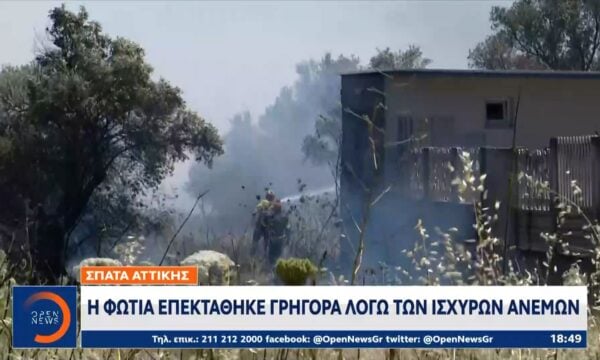 Σπάτα: Κινητοποιήθηκαν μεγάλες δυνάμεις της πυροσβεστικής για την κατάσβεση