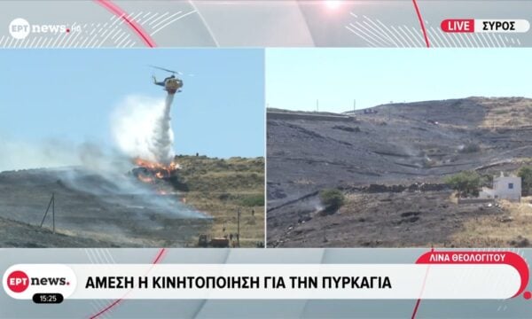 Σύρος: Άμεση κινητοποίηση για την πυρκαγιά