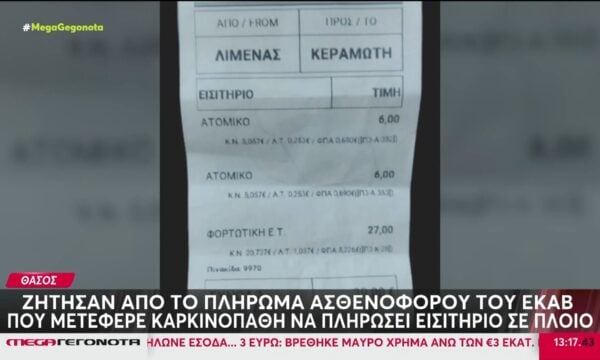 Θάσος: Ζήτησαν από πλήρωμα ασθενοφόρου να πληρώσουν εισιτήριο σε πλοίο