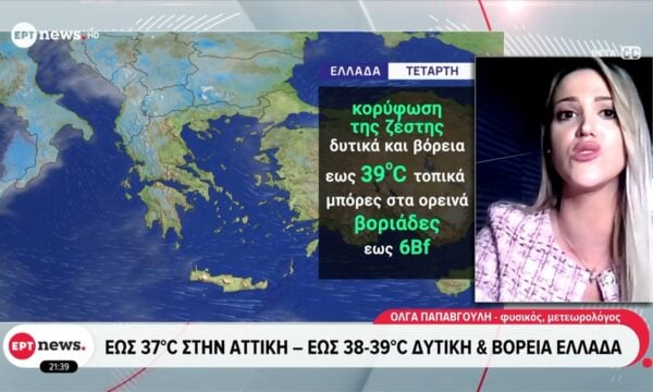 Τρίτη και Τετάρτη κορύφωση της ζέστης: Έως 37°C στην Αττική – Έως 38-39°C δυτική και βόρεια Ελλάδα